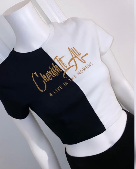 Split decision crop top