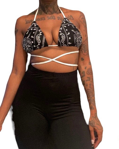 Black Bandana Bikini Top